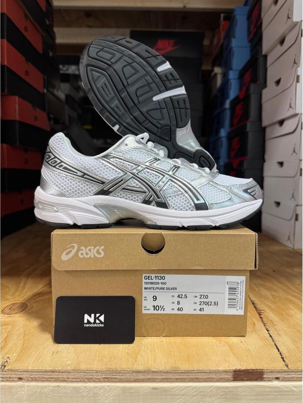 ASICS Gel 1130 'White Pure Silver Black' MENS SIZE 9